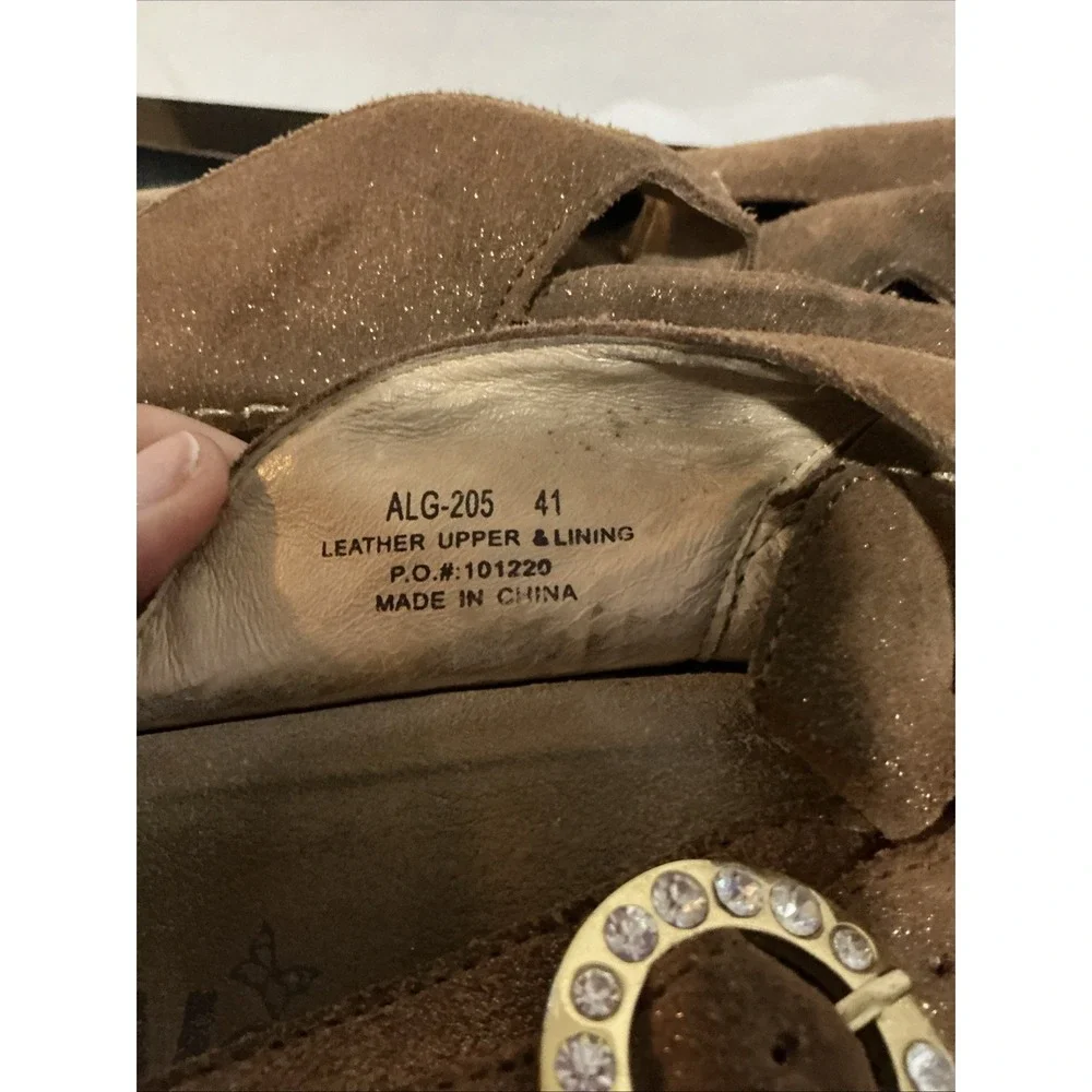 Alegria Seville Brown Suede Sparkle Clogs 41 (us 10)